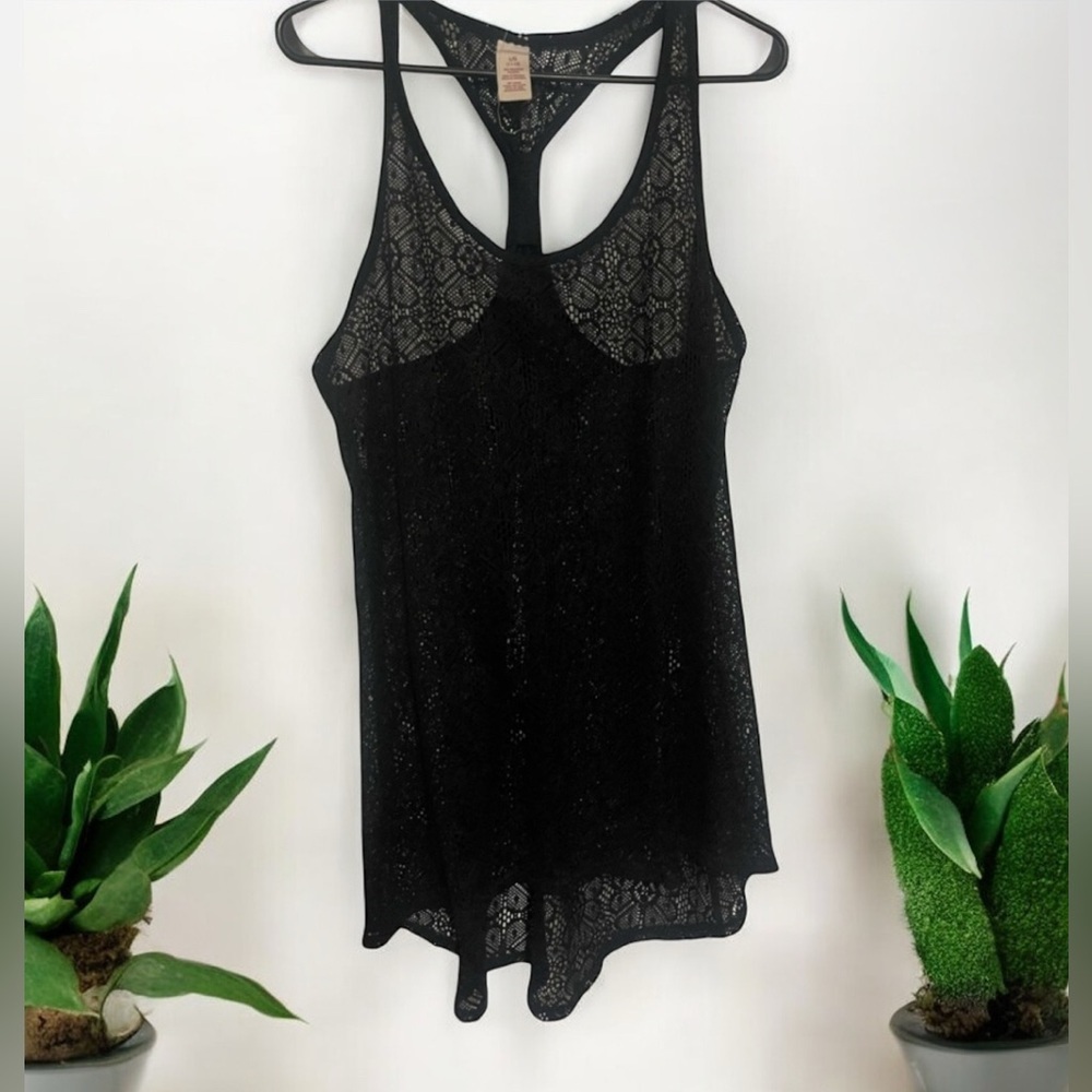 OP Black Backless Sleeveless Tank Top or Swim Cover Up